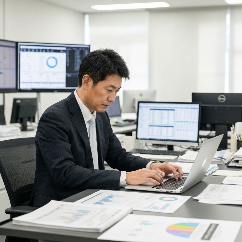 営業担当者がラップトップで資料を作成している様子